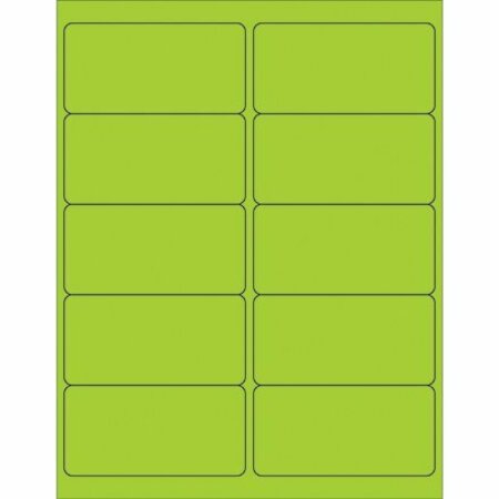 BSC PREFERRED 4 x 2'' Fluorescent Green Rectangle Laser Labels, 1000PK S-3847G